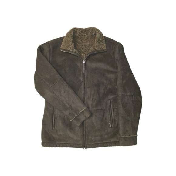 Weatherproof Other - Weatherproof Garment Company Faux-Suede Sherpa-Lined Size L Dark Brown Jacket